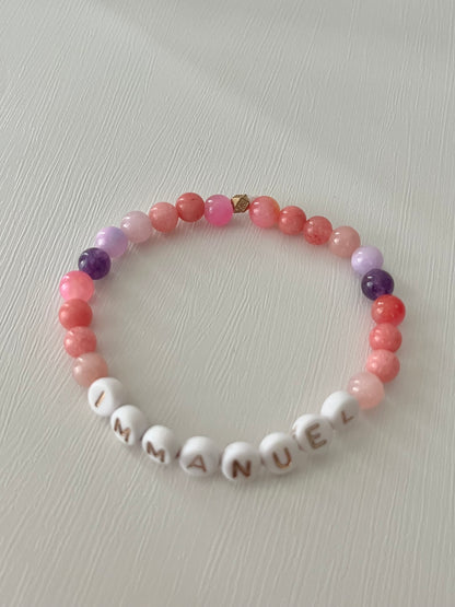 Pink purple IMMANUEL stone beaded bracelet