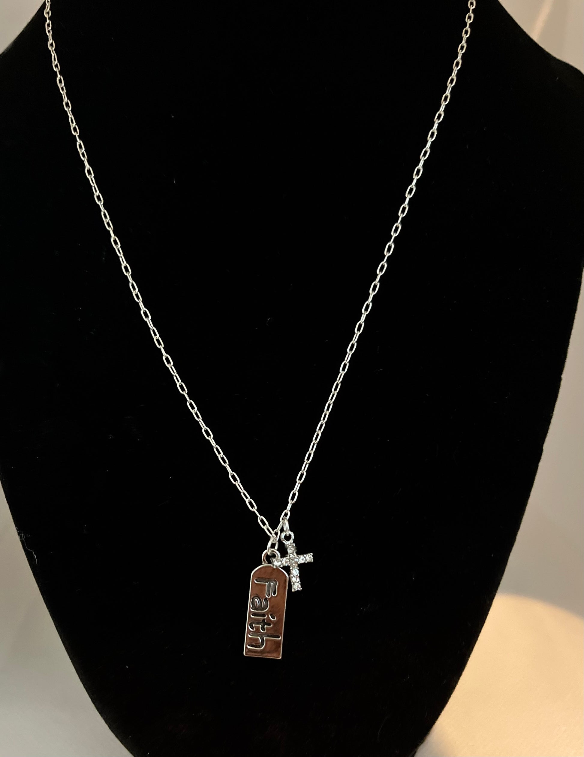 18” sterling silver faith cross necklace