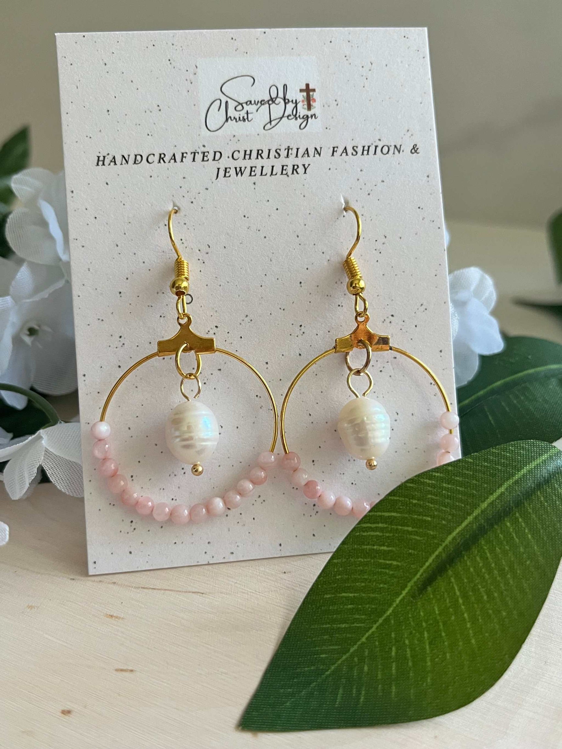 Faith Pearl Pink Earrings – Proverbs 31 inspired Christian jewelry.
