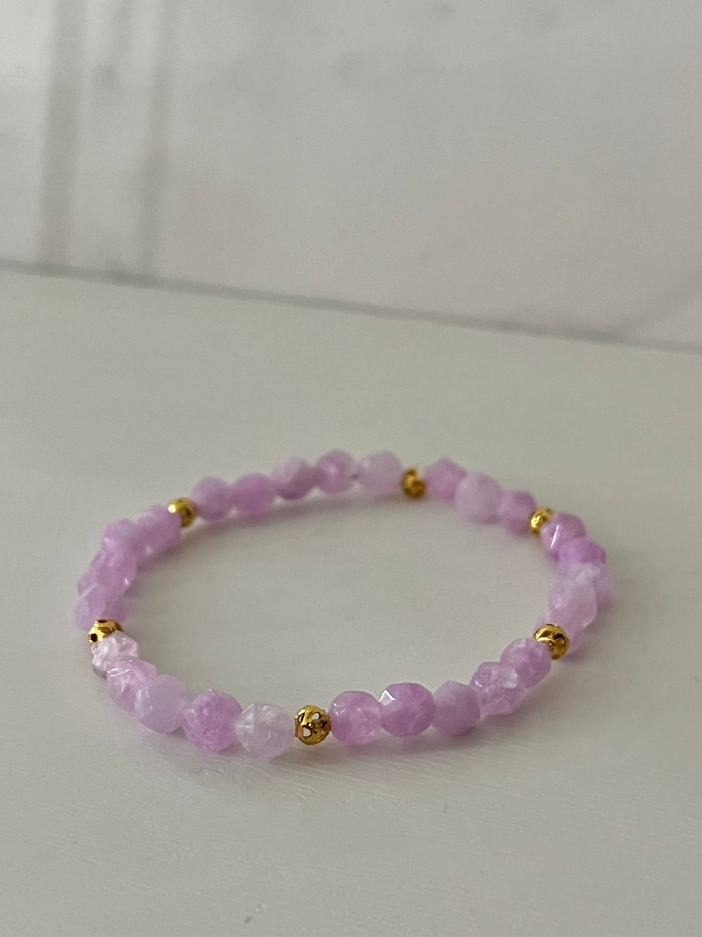 Lavender natural angelite stone beaded bracelet