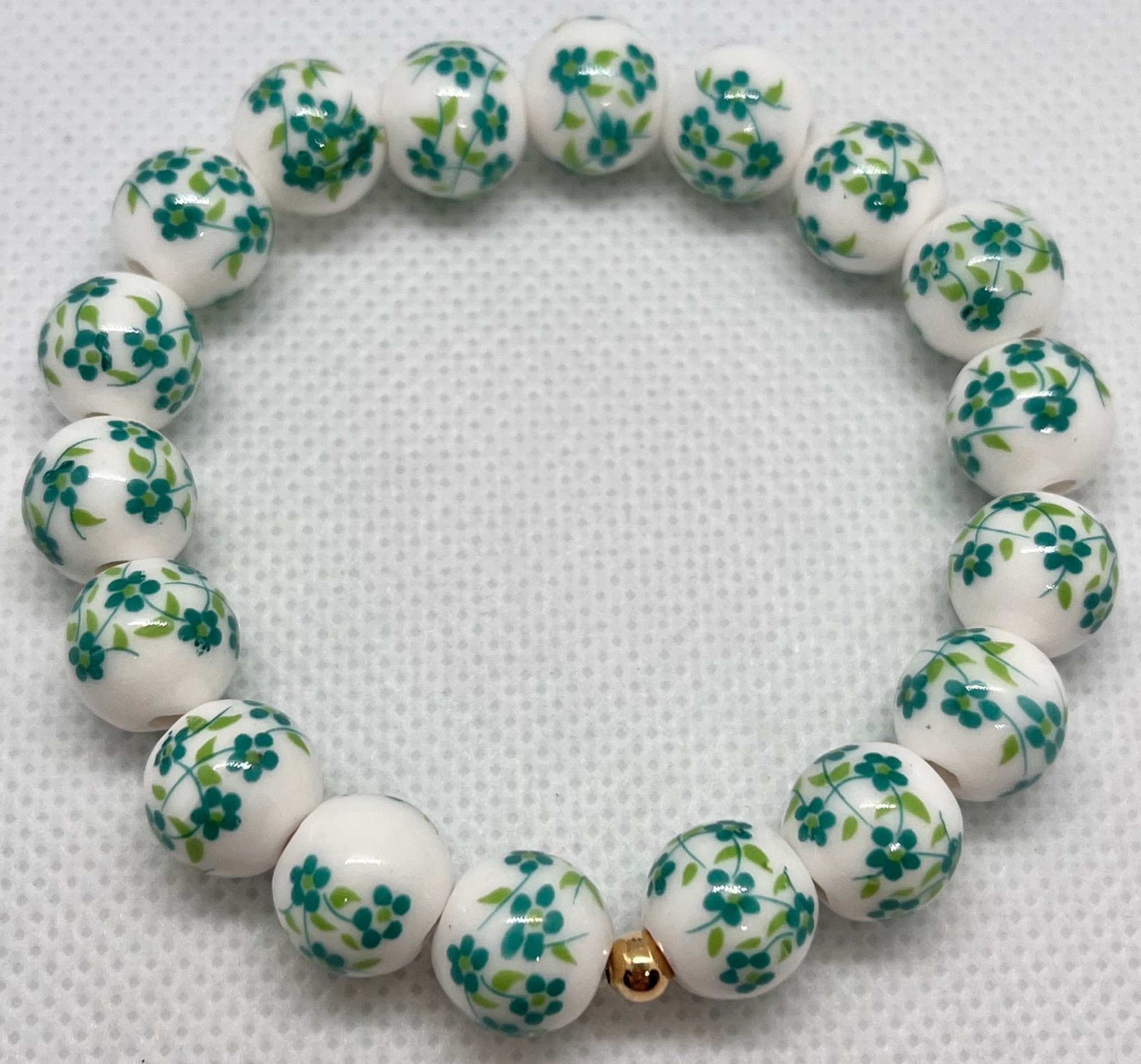 Bead Bracelet with Floral Ceramic Beads – Colorful Handmade Jewelry

