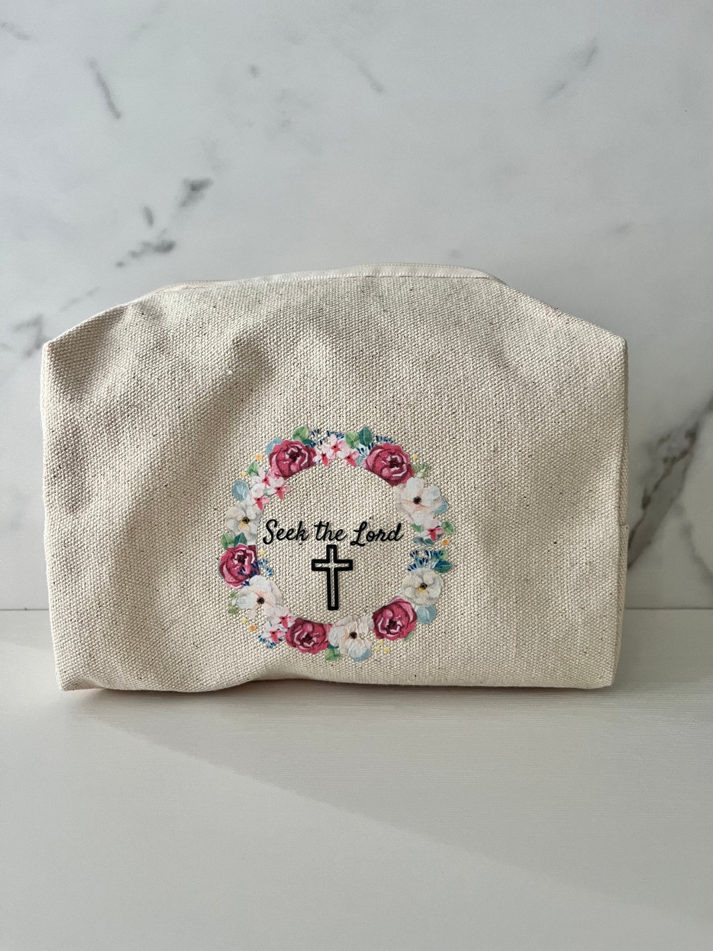 Floral Seek the Lord toiletry bag