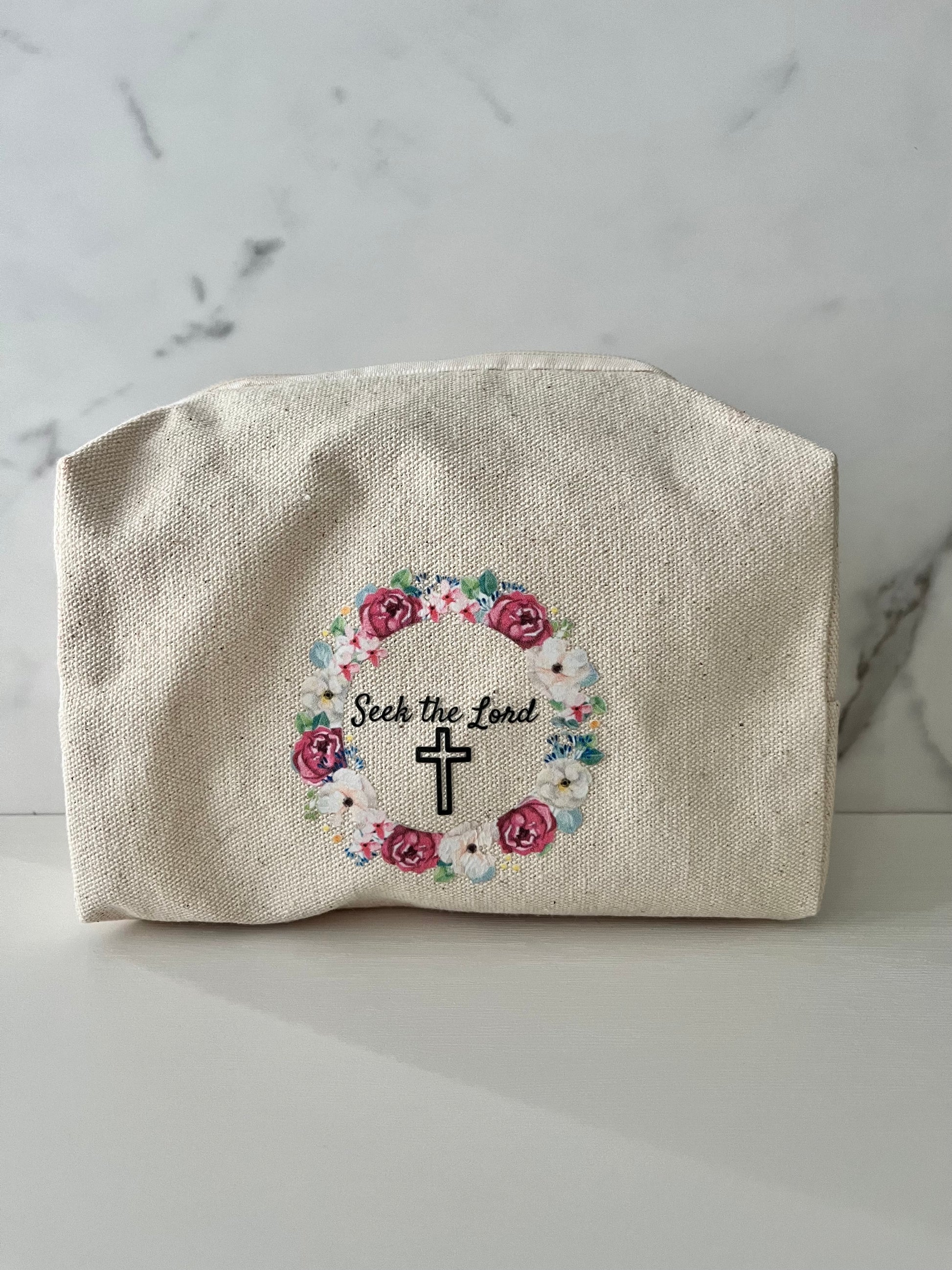 Floral Seek the Lord toiletry bag