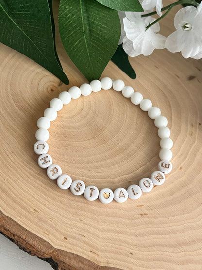 Peach or White Bead Bracelet – Handmade Christian Jewelry

