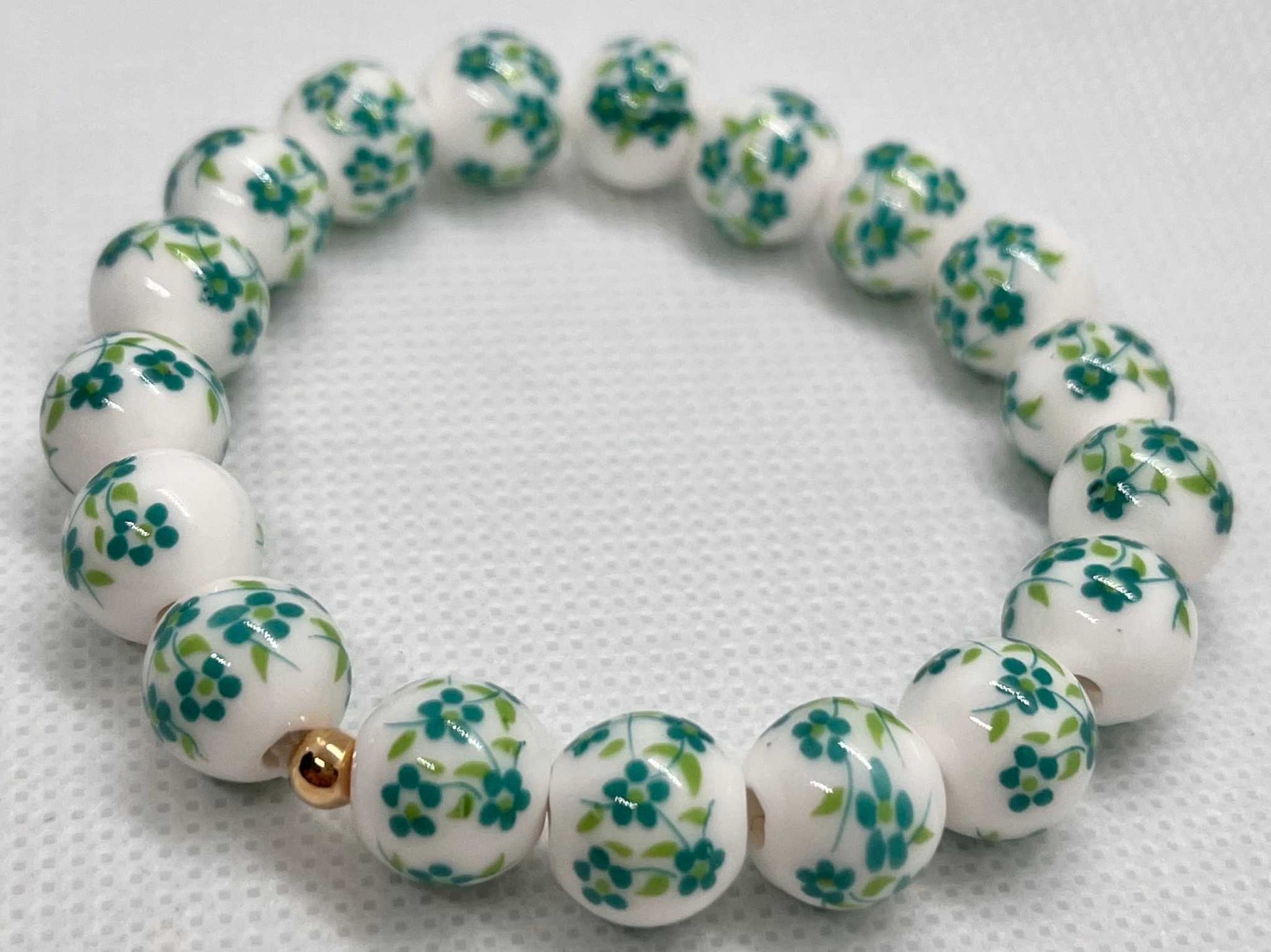 Bead Bracelet with Floral Ceramic Beads – Colorful Handmade Jewelry

