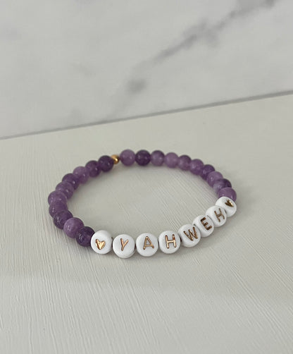 YAHWEH pink or purple multicolor marble stone bracelet