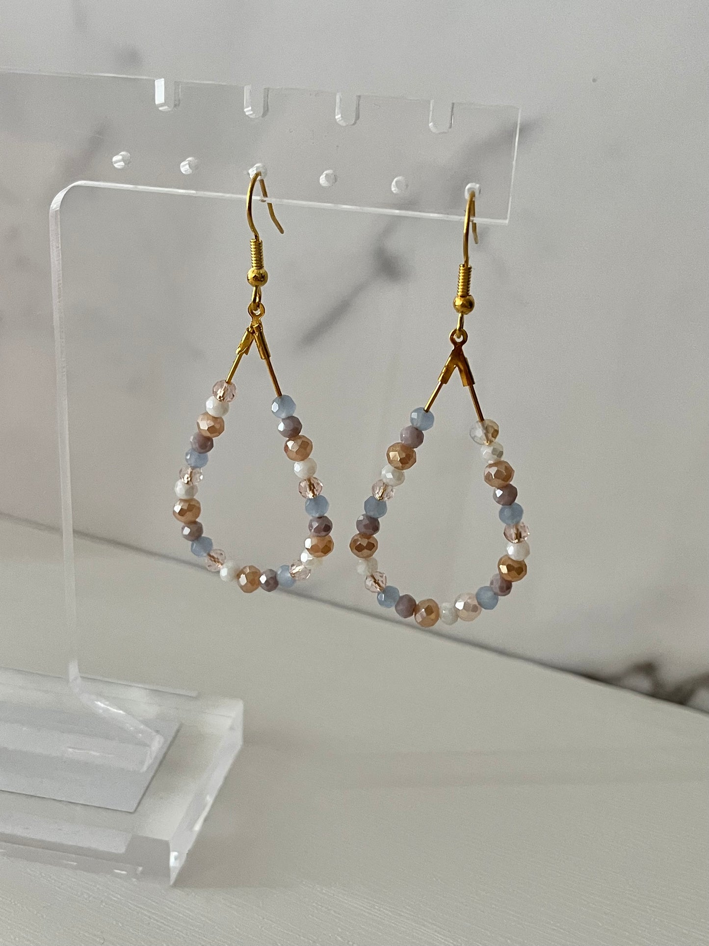 Sequined beaded romantic gold earrings