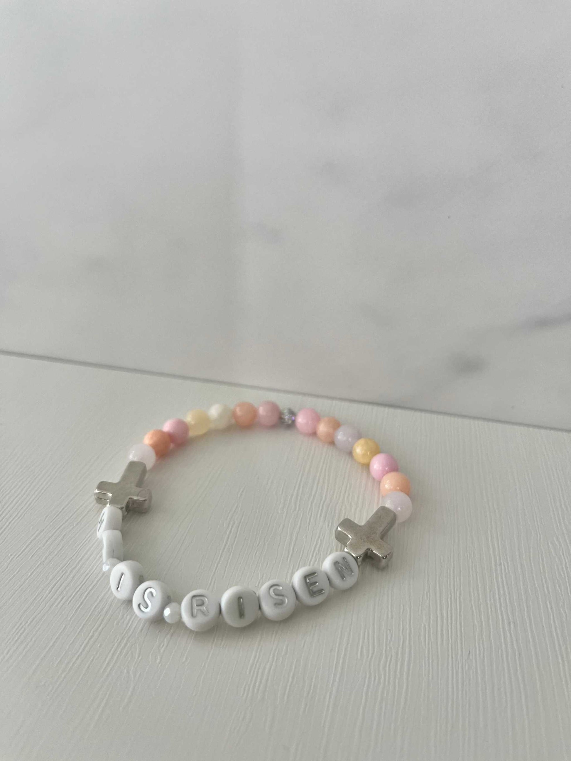 He Is Risen bead bracelet, Christian handmade jewelry.