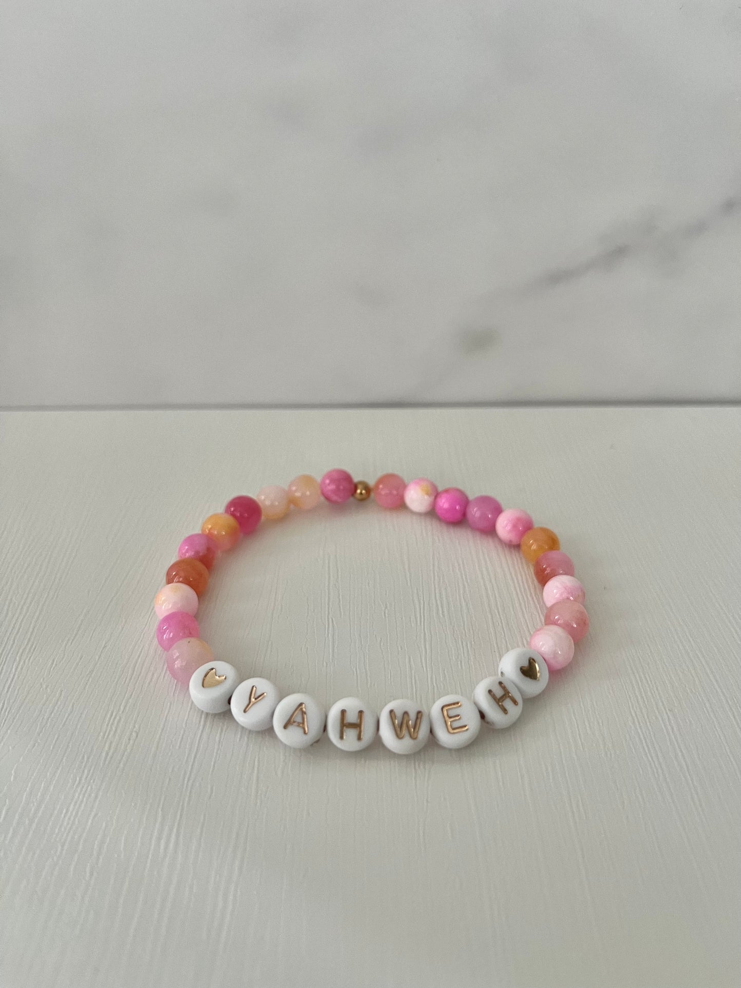 YAHWEH pink or purple multicolor marble stone bracelet