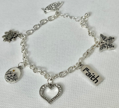 Sterling silver Christian charm bracelet