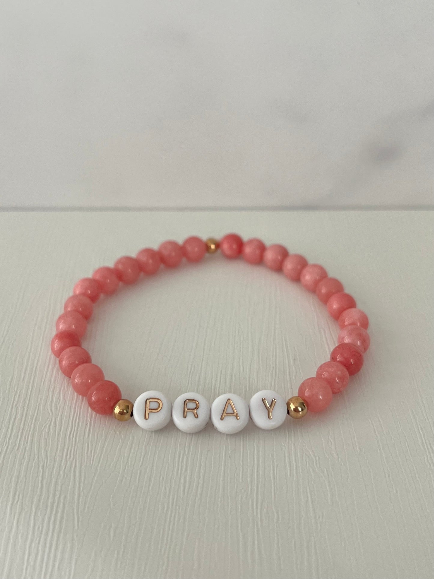 Rejoice Pray Trust Opal Bracelet Set showcasing vibrant opal beads, perfect for stacking and expressing faith.