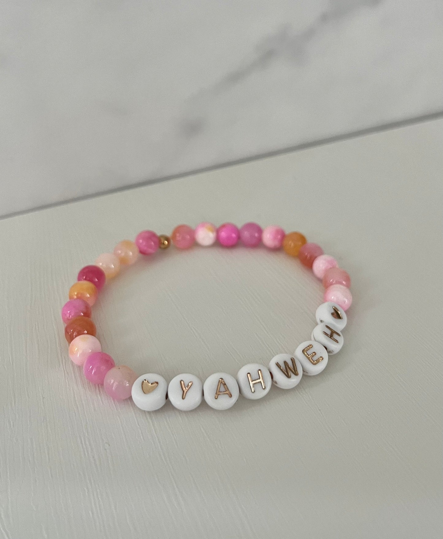 YAHWEH pink or purple multicolor marble stone bracelet