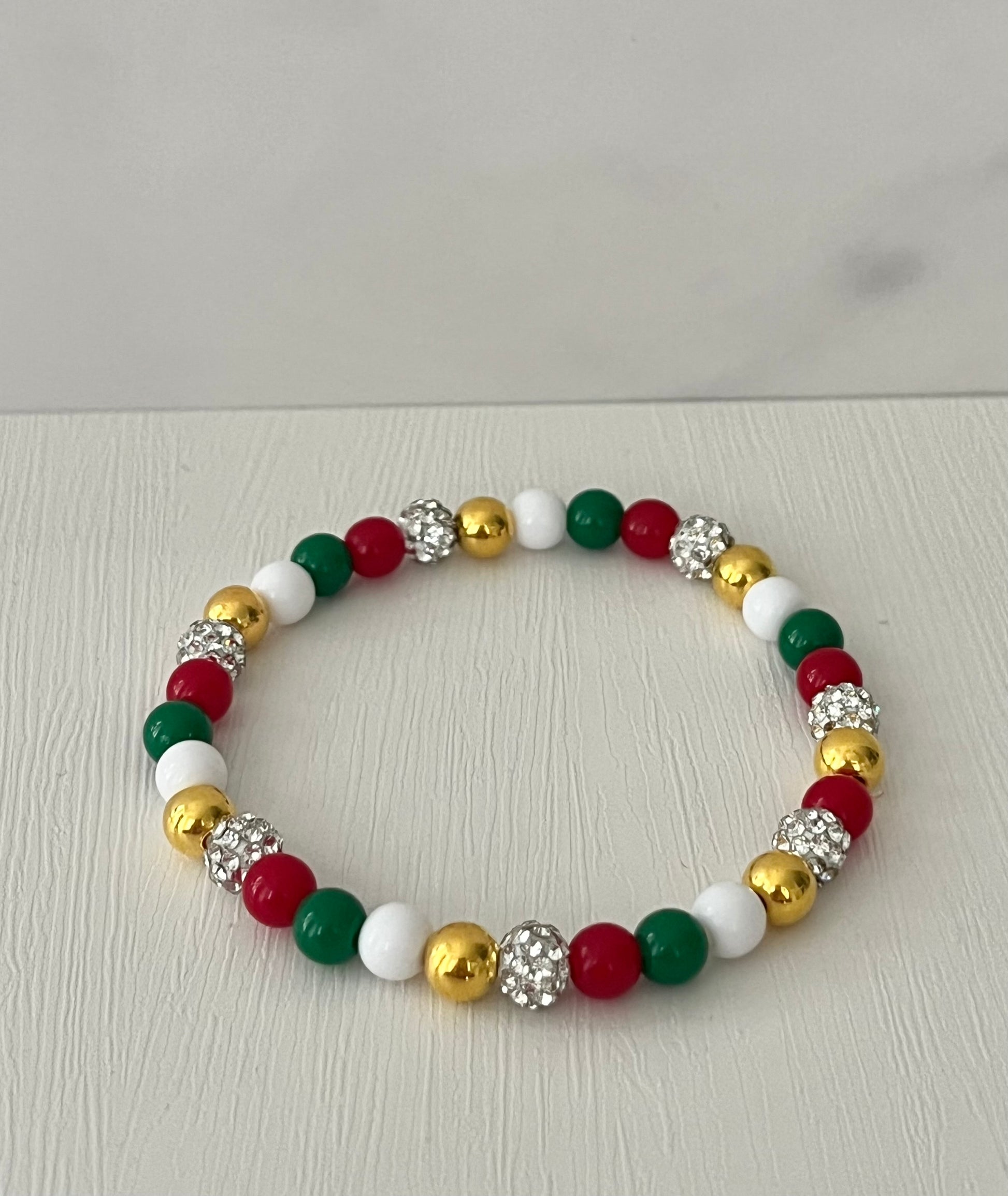 Christmas jeweled beaded bracelet multiple designs and colors