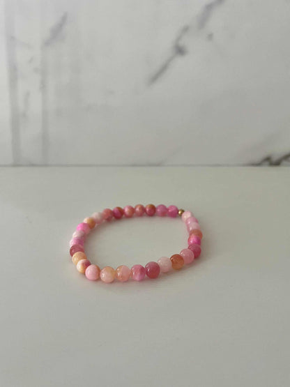 Pink Opal Stone Beaded Bracelet with natural gemstone beads, elegant jewelry