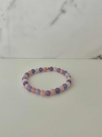 Marble Beaded Bracelet with pink and purple marble beads, faith-inspired jewelry