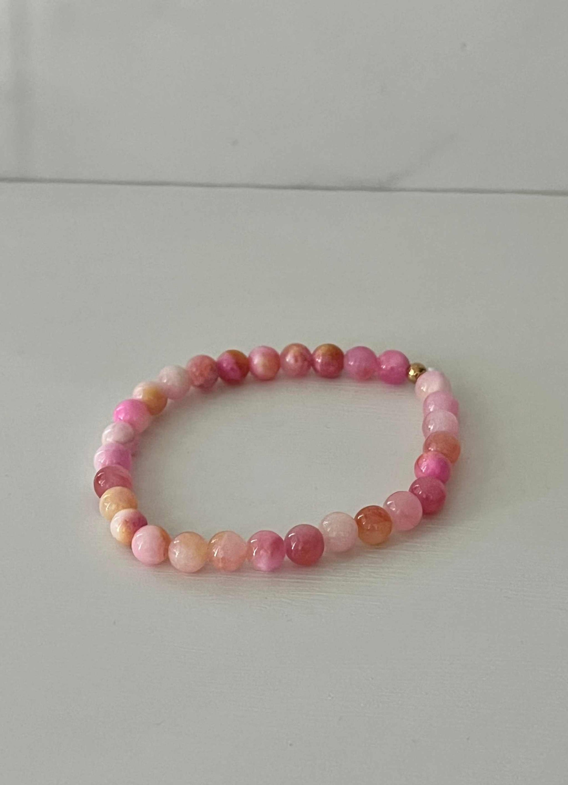 Pink Opal Stone Beaded Bracelet with natural gemstone beads, elegant jewelry