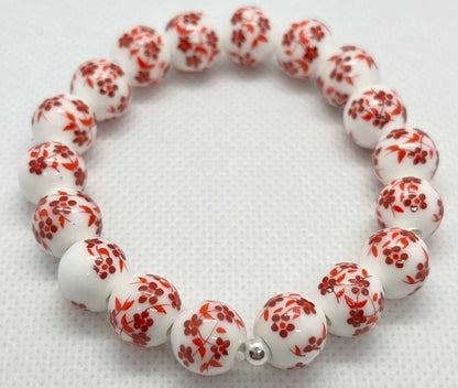 Bead Bracelet with Floral Ceramic Beads – Colorful Handmade Jewelry

