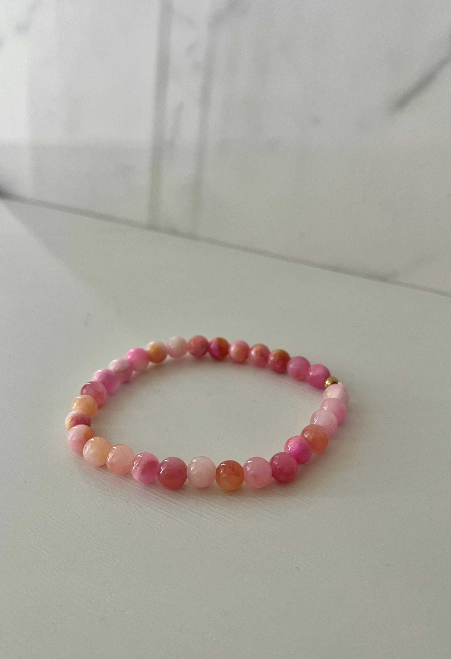 Pink Opal Stone Beaded Bracelet with natural gemstone beads, elegant jewelry