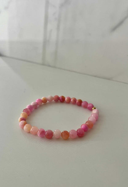 Pink Opal Stone Beaded Bracelet with natural gemstone beads, elegant jewelry