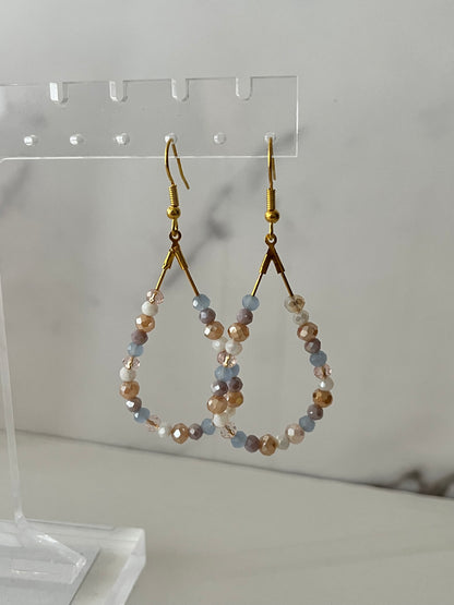 Sequined beaded romantic gold earrings