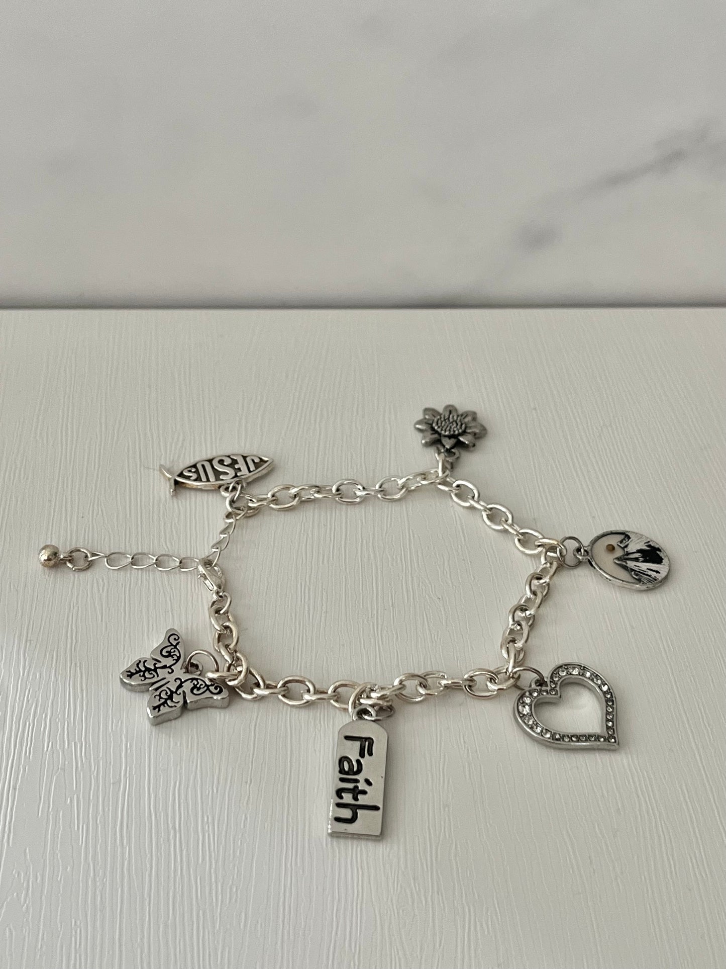 Sterling silver Christian charm bracelet