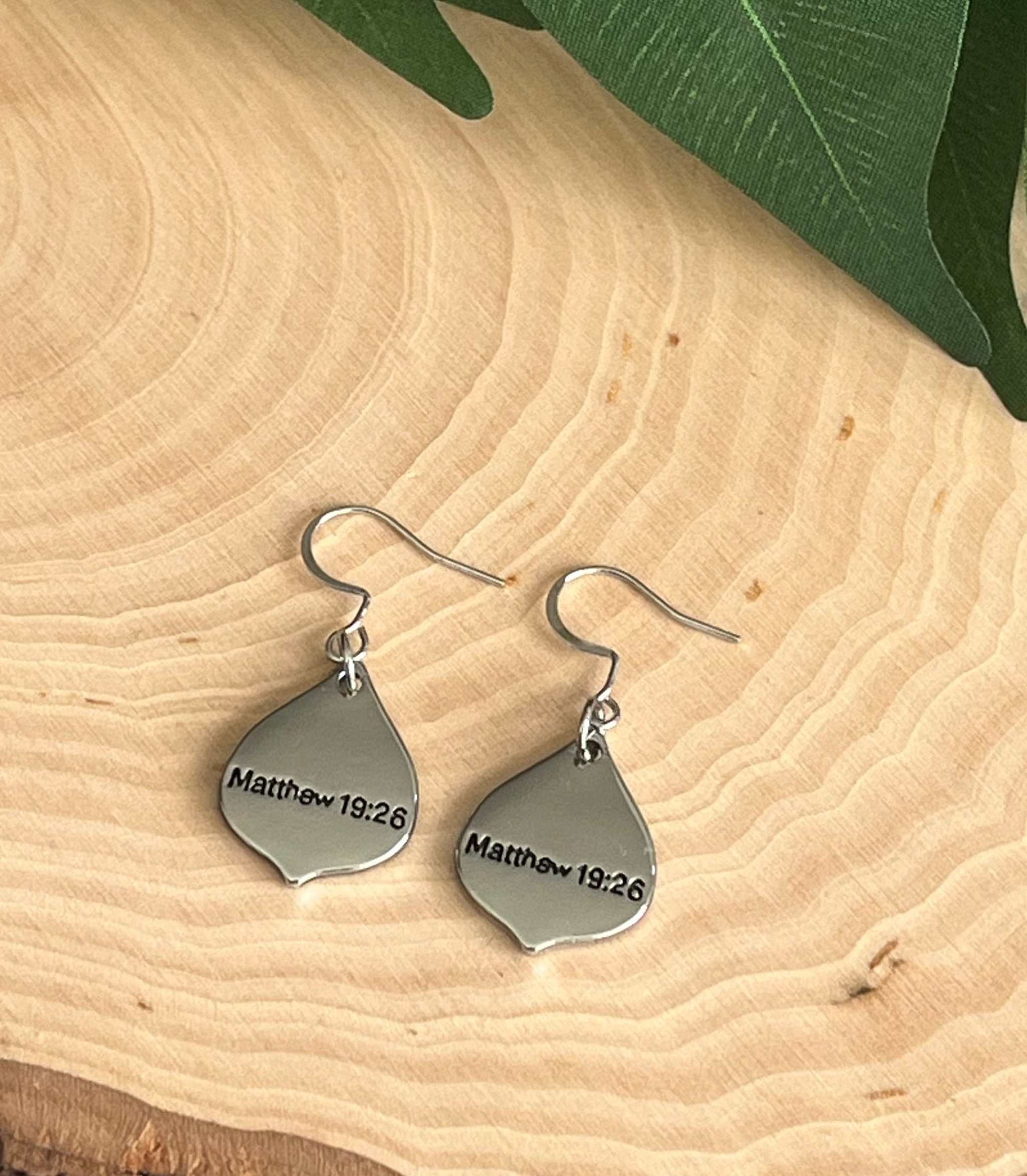 With God All Things Are Possible Silver Earrings from Saved by Christ Design