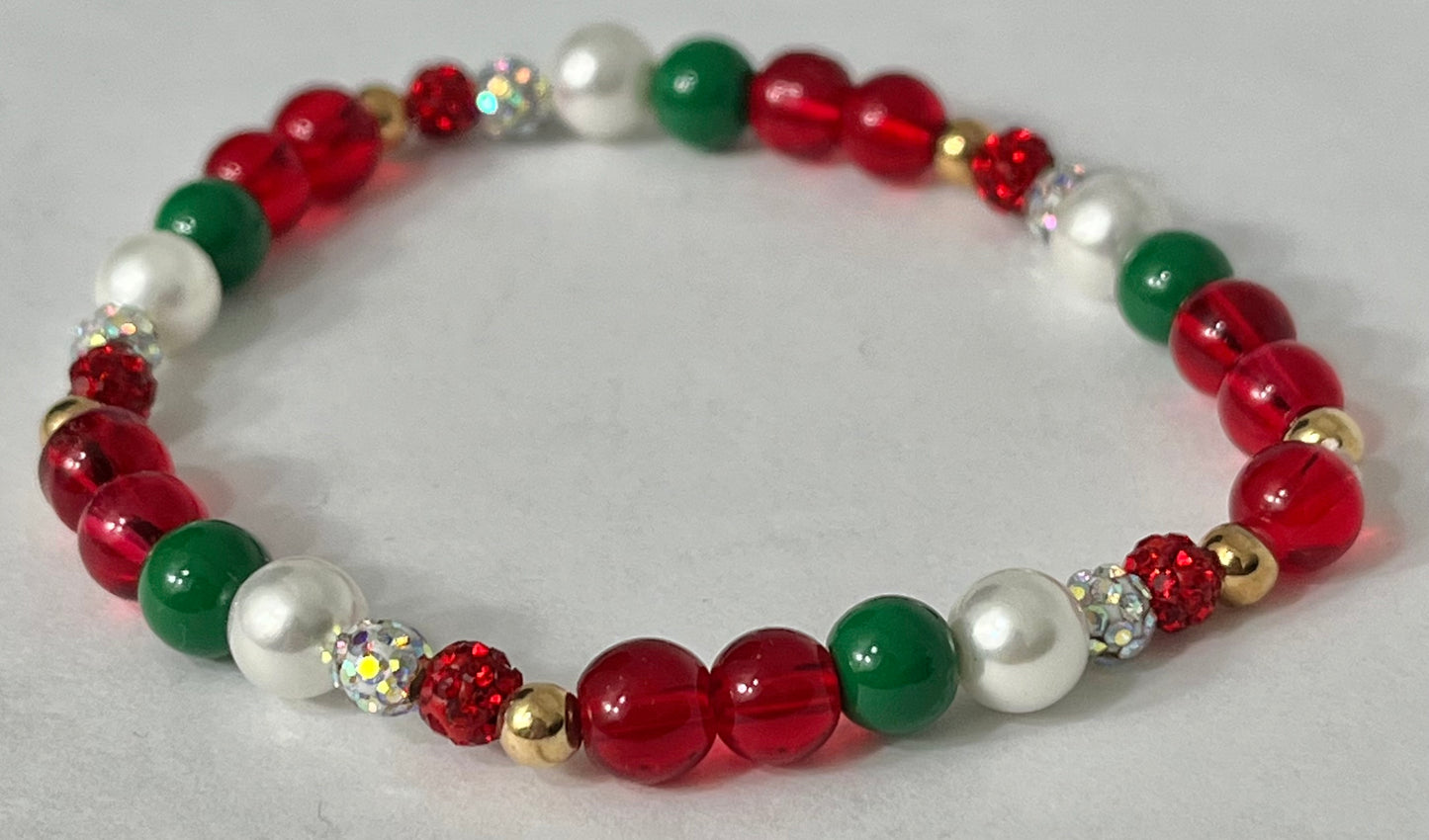 Christmas jeweled beaded bracelet multiple designs and colors