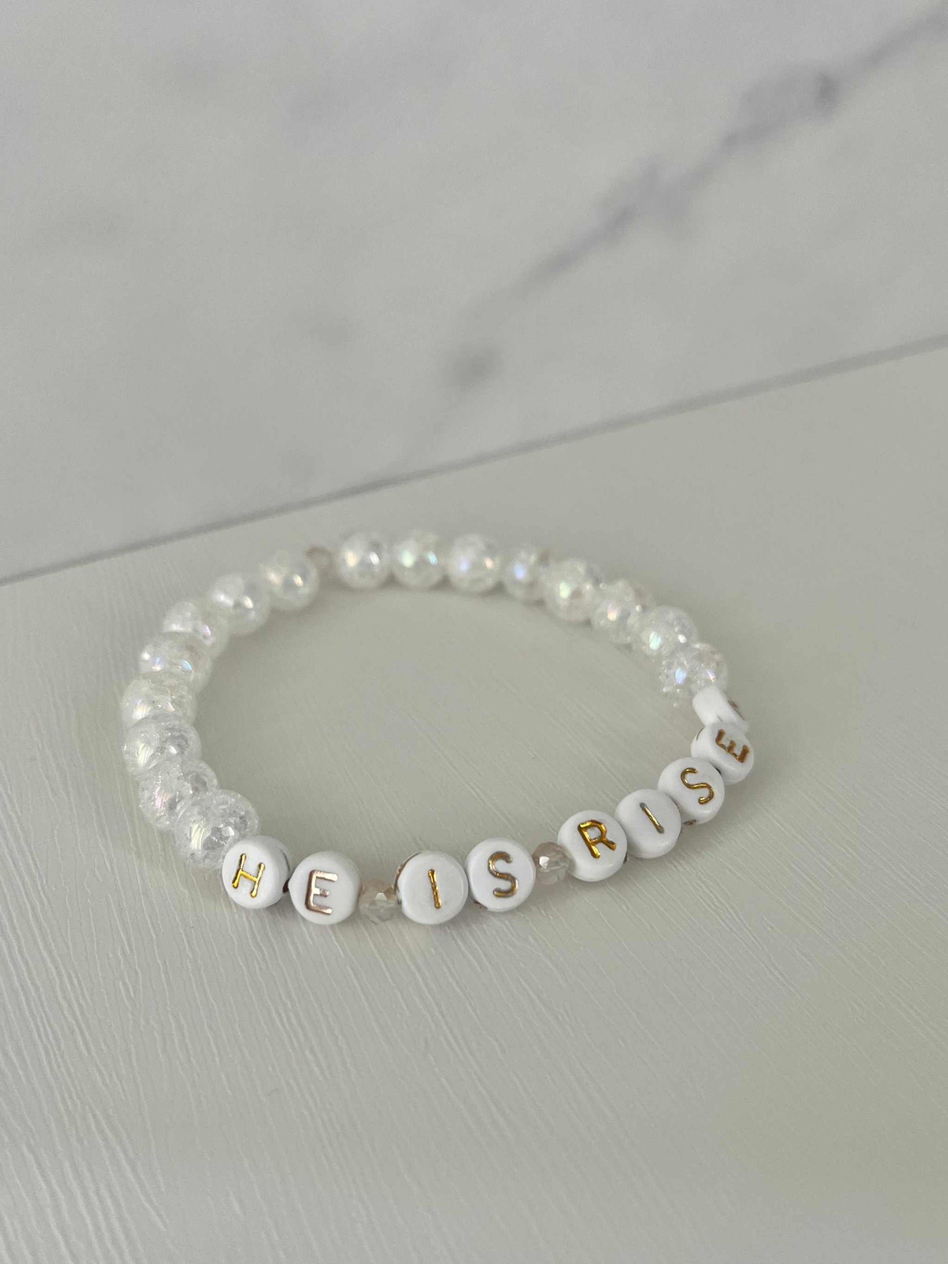 He Is Risen bead bracelet, Christian handmade jewelry.