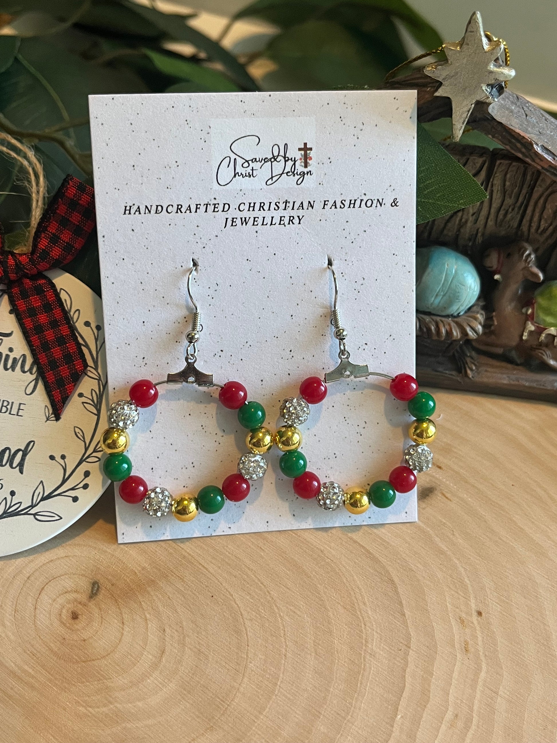 Christmas Hoop Earrings - Jesus Is The Reason Holiday Jewelry