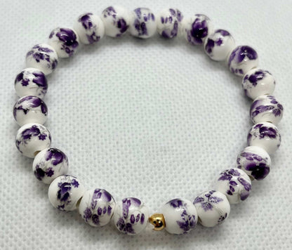 Bead Bracelet with Floral Ceramic Beads – Colorful Handmade Jewelry

