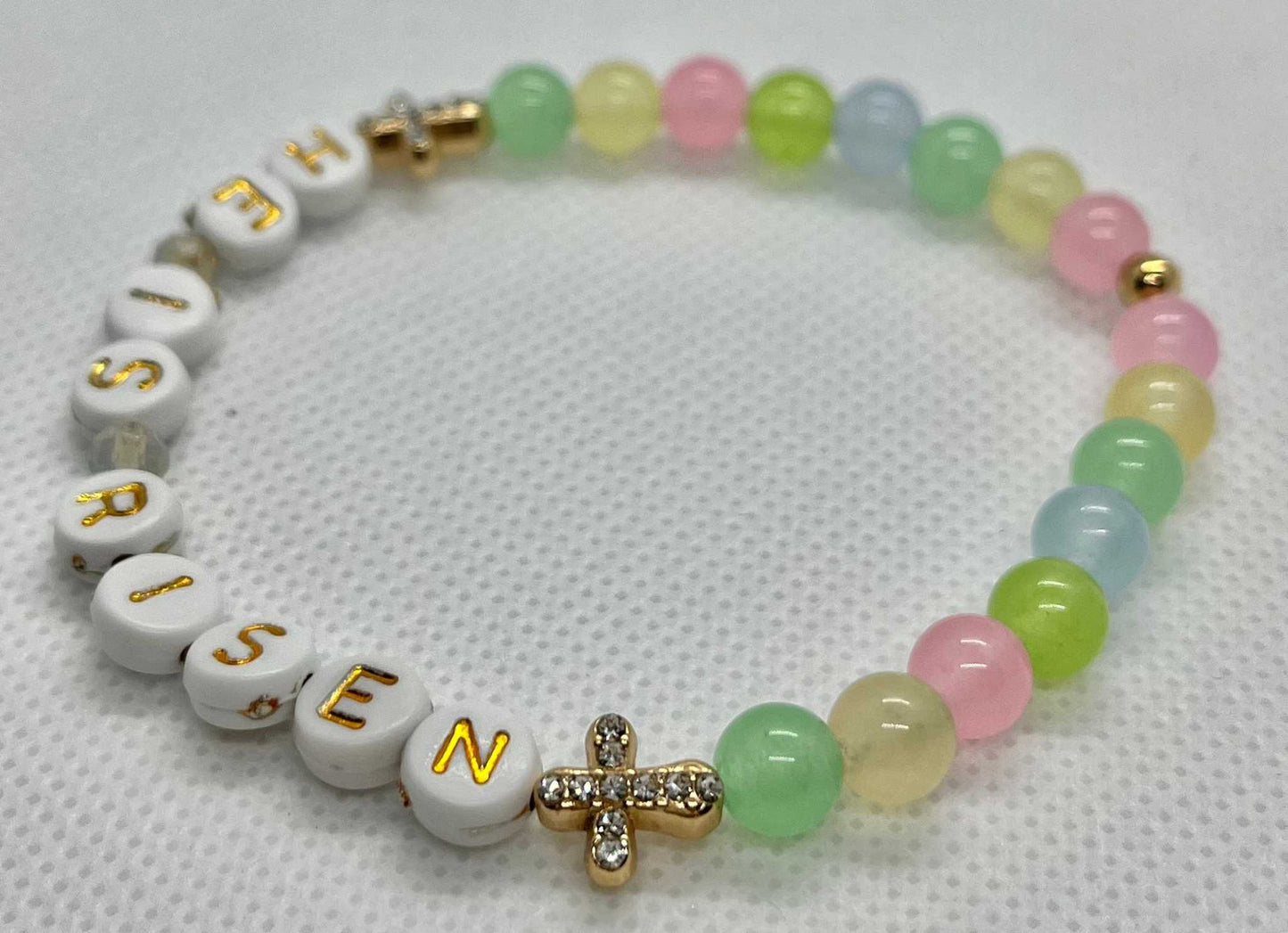 He Is Risen bead bracelet, Christian handmade jewelry.