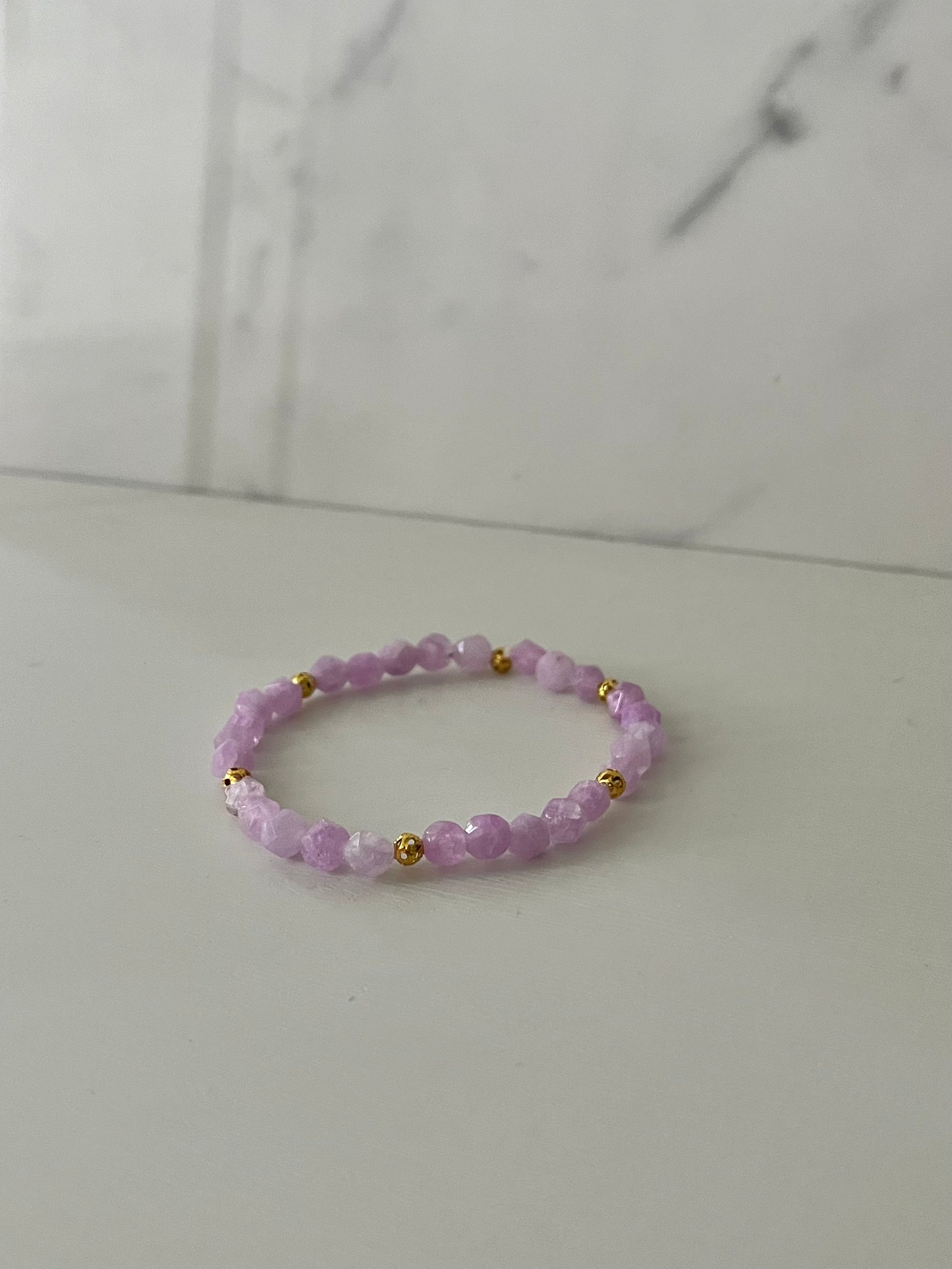 Lavender natural angelite stone beaded bracelet