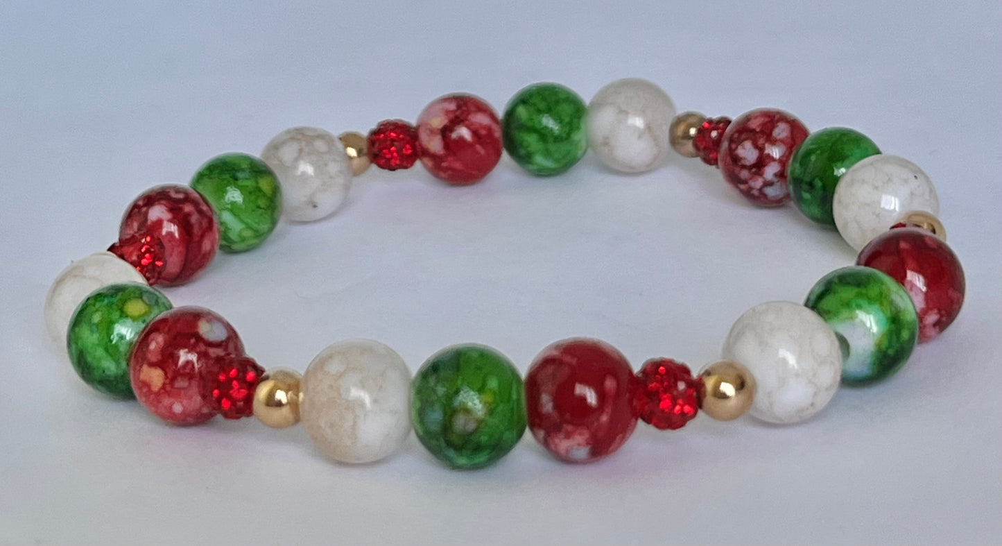 Christmas jeweled beaded bracelet multiple designs and colors