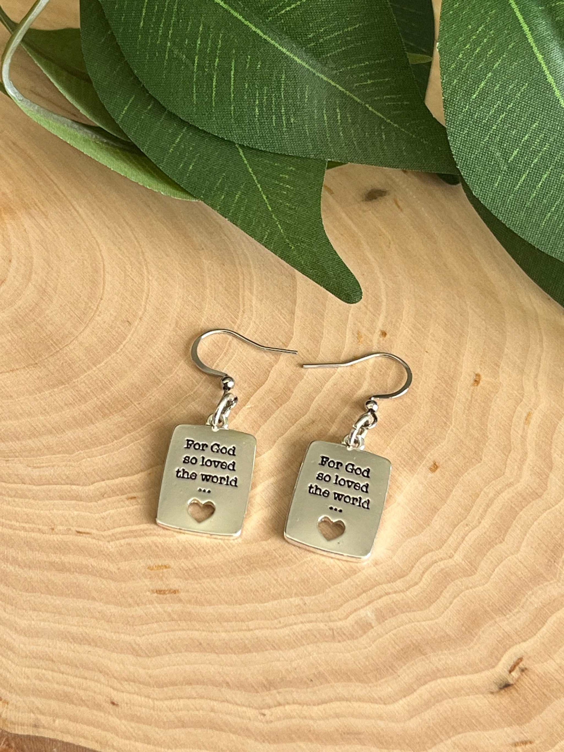 John 3:16 Silver Earrings - Handcrafted Christian Jewelry