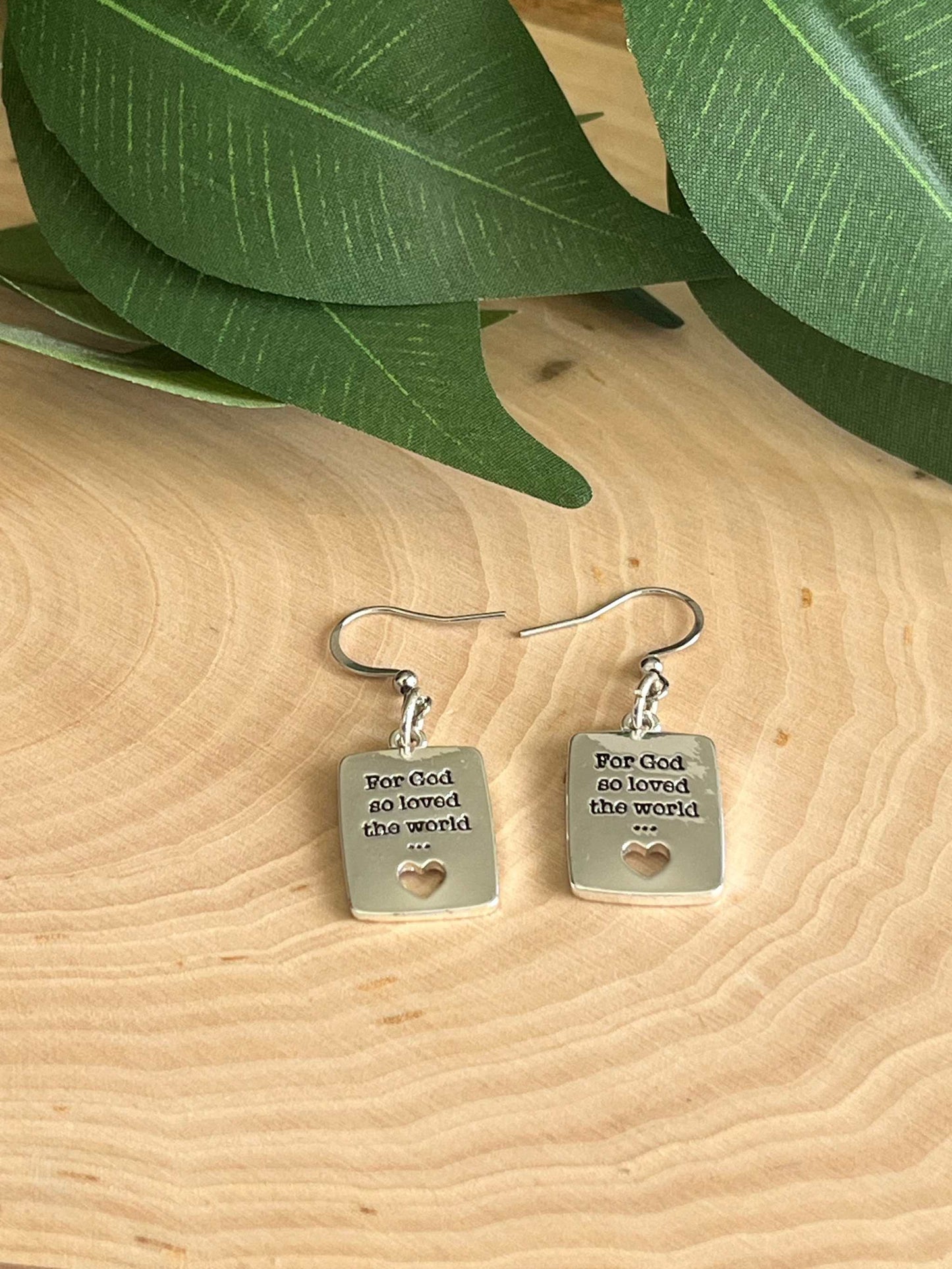 John 3:16 Silver Earrings - Handcrafted Christian Jewelry