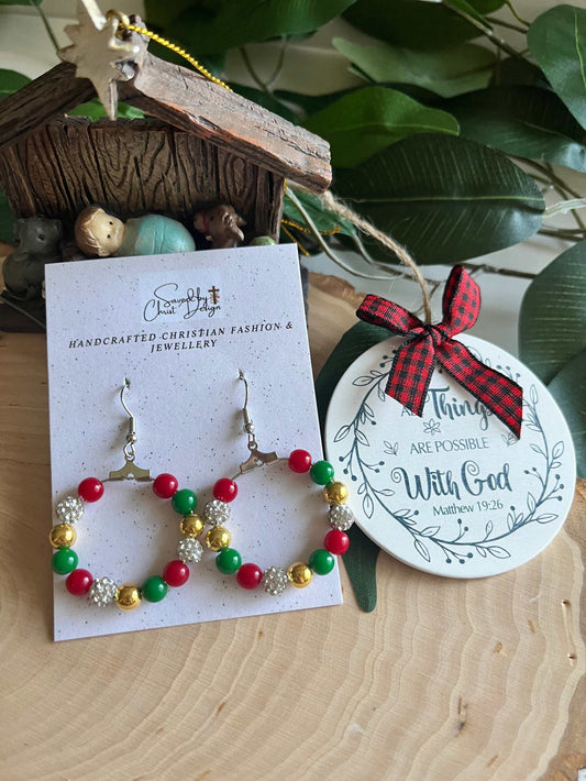 Christmas Hoop Earrings - Jesus Is The Reason Holiday Jewelry