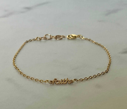 Limited Edition Gold Faith Bracelet – 16K gold with 14K gold-filled faith charm.

