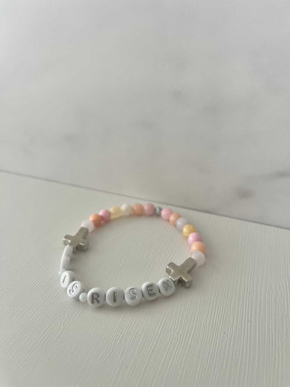 He Is Risen bead bracelet, Christian handmade jewelry.