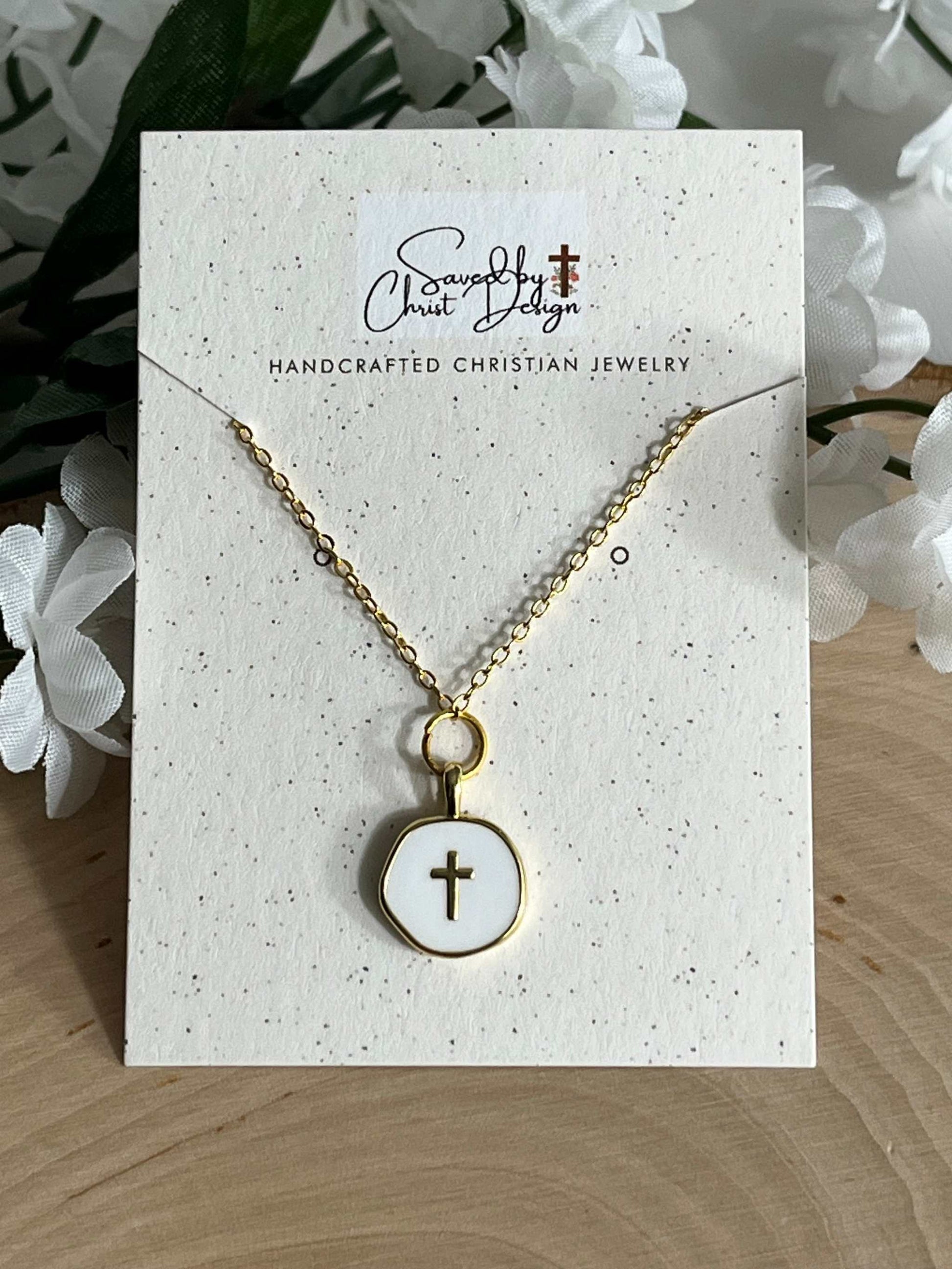 Gold Necklace with 16K White Cross Pendant