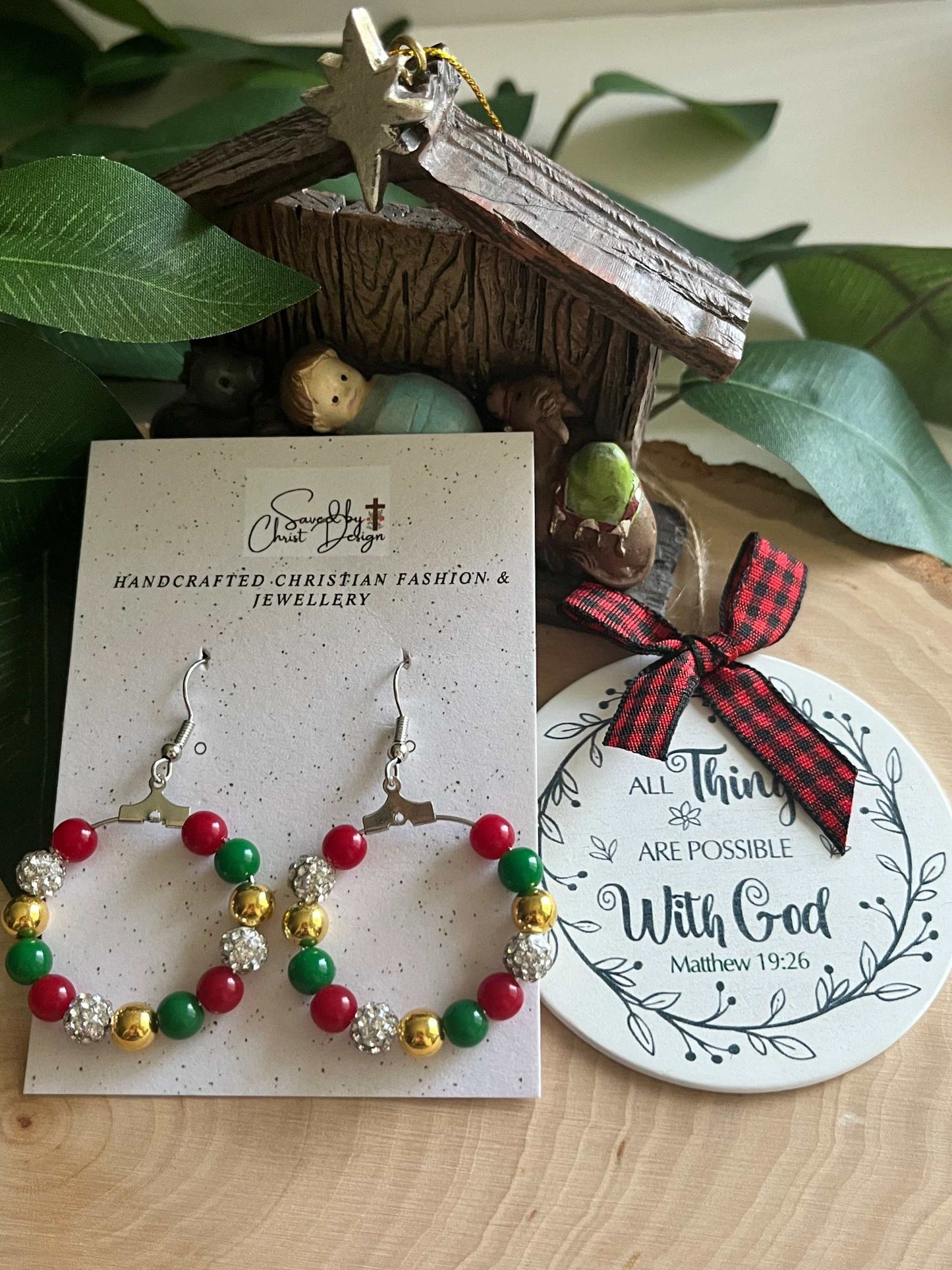 Christmas Hoop Earrings - Jesus Is The Reason Holiday Jewelry