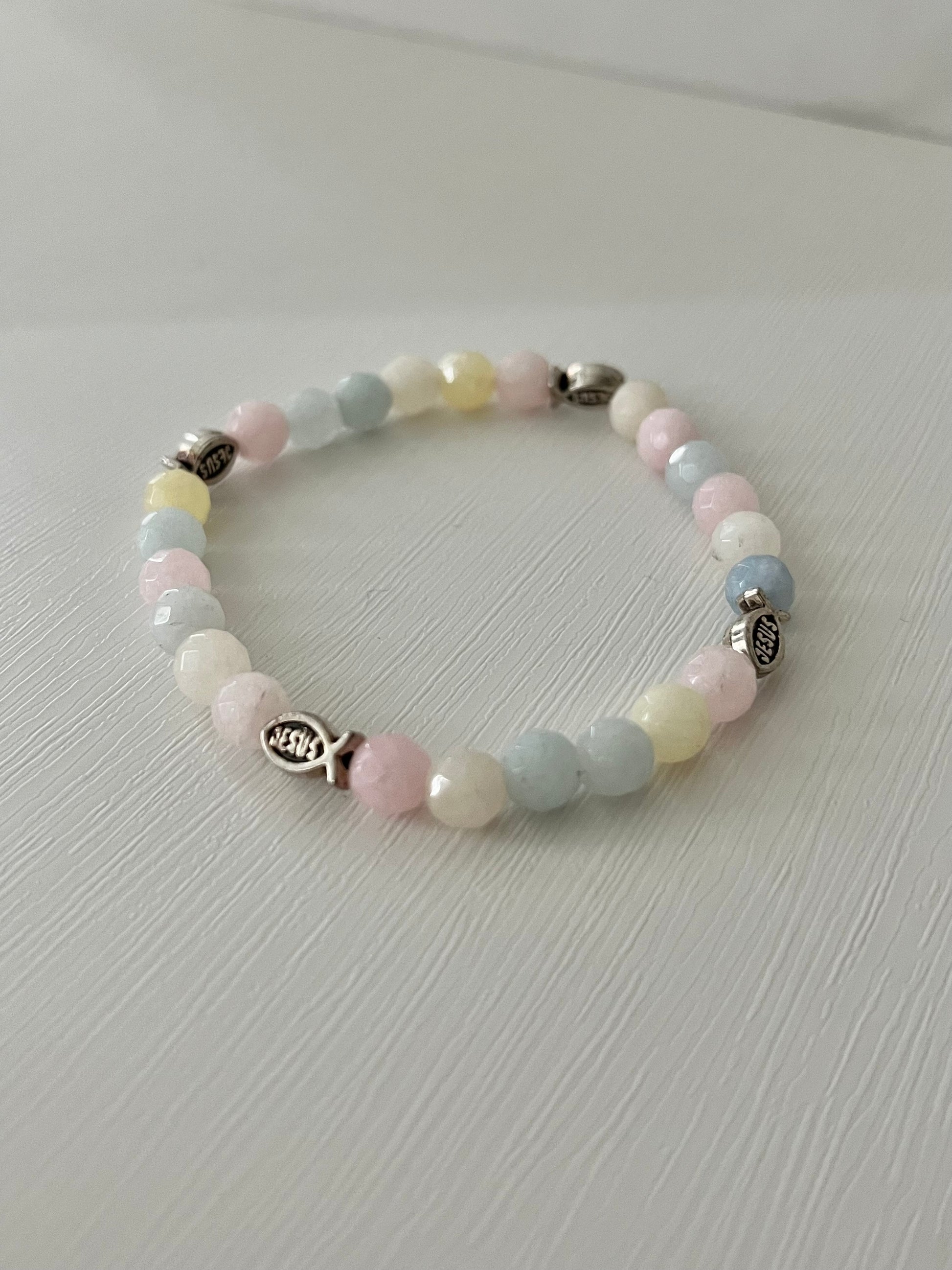 Multicolor Christian crystal beaded bracelet, stretch bracelet, stack bracelet, handmade bracelet, womens bracelet, charm bracelet