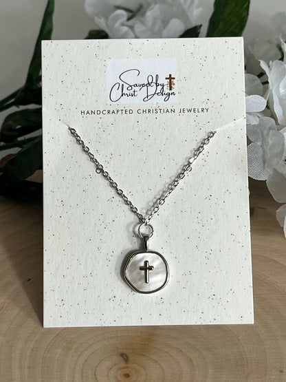 Silver Necklace Pearl Cross Pendant - Hypoallergenic and Timeless *LOW STOCK