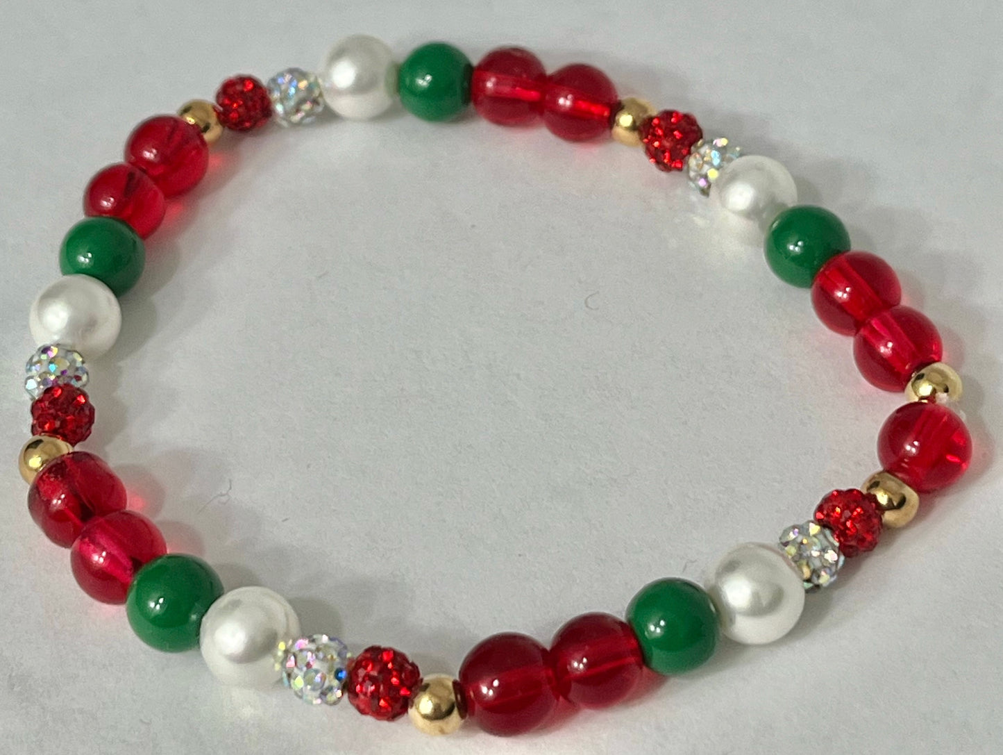 Christmas jeweled beaded bracelet multiple designs and colors