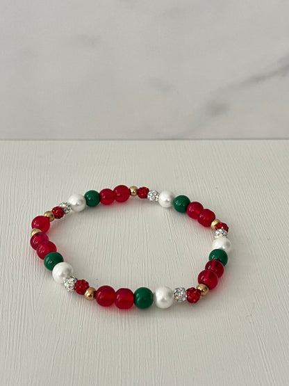 Christmas jeweled beaded bracelet multiple designs and colors