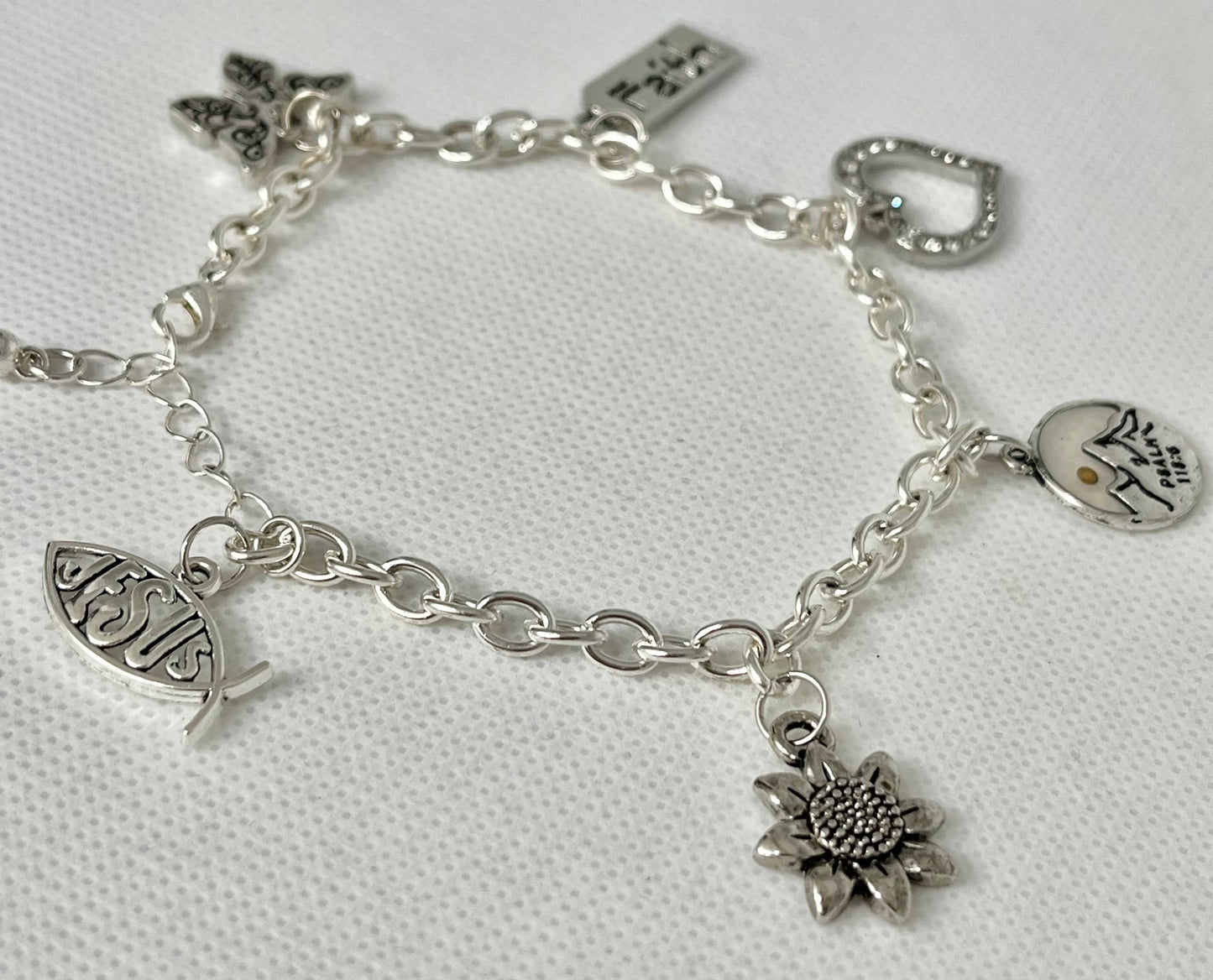 Sterling silver Christian charm bracelet