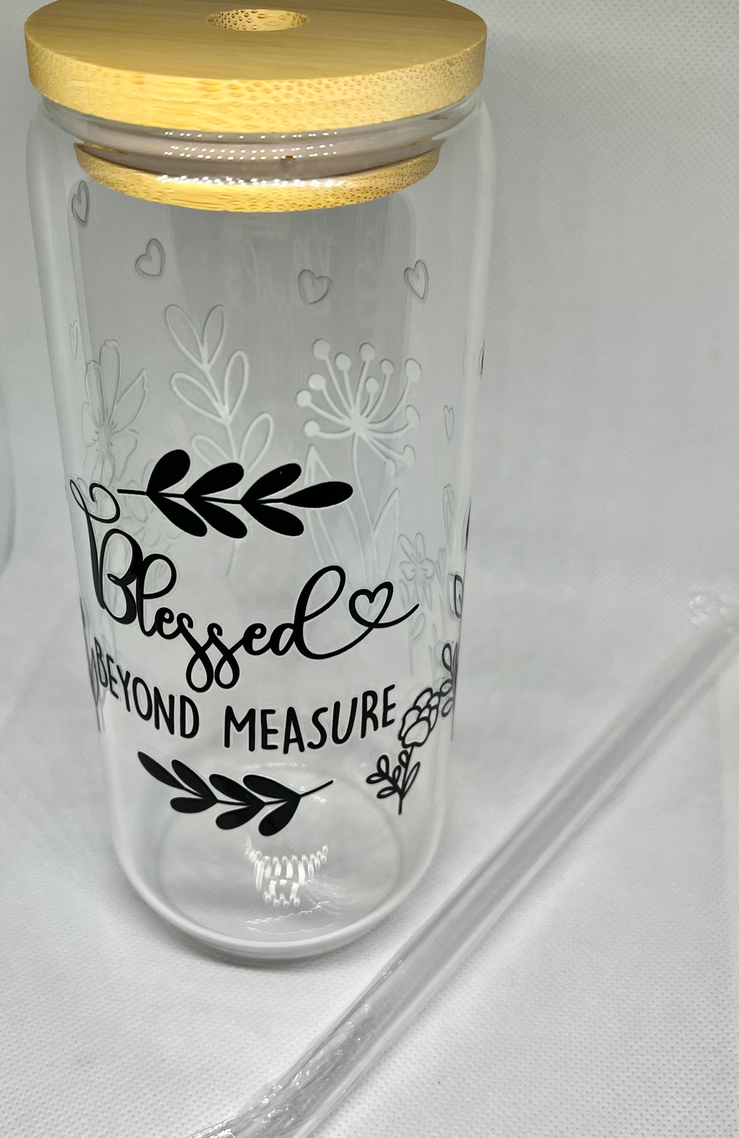 Blessed beyond measure 22oz glass tumblr