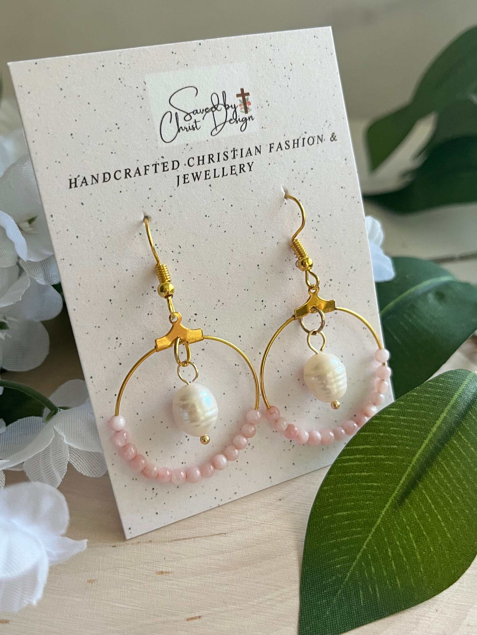 Faith Pearl Pink Earrings – Proverbs 31 inspired Christian jewelry.
