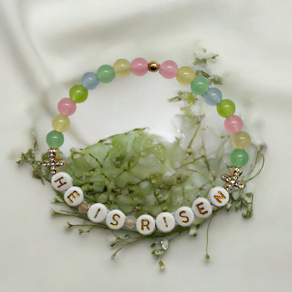 He Is Risen bead bracelet, Christian handmade jewelry.