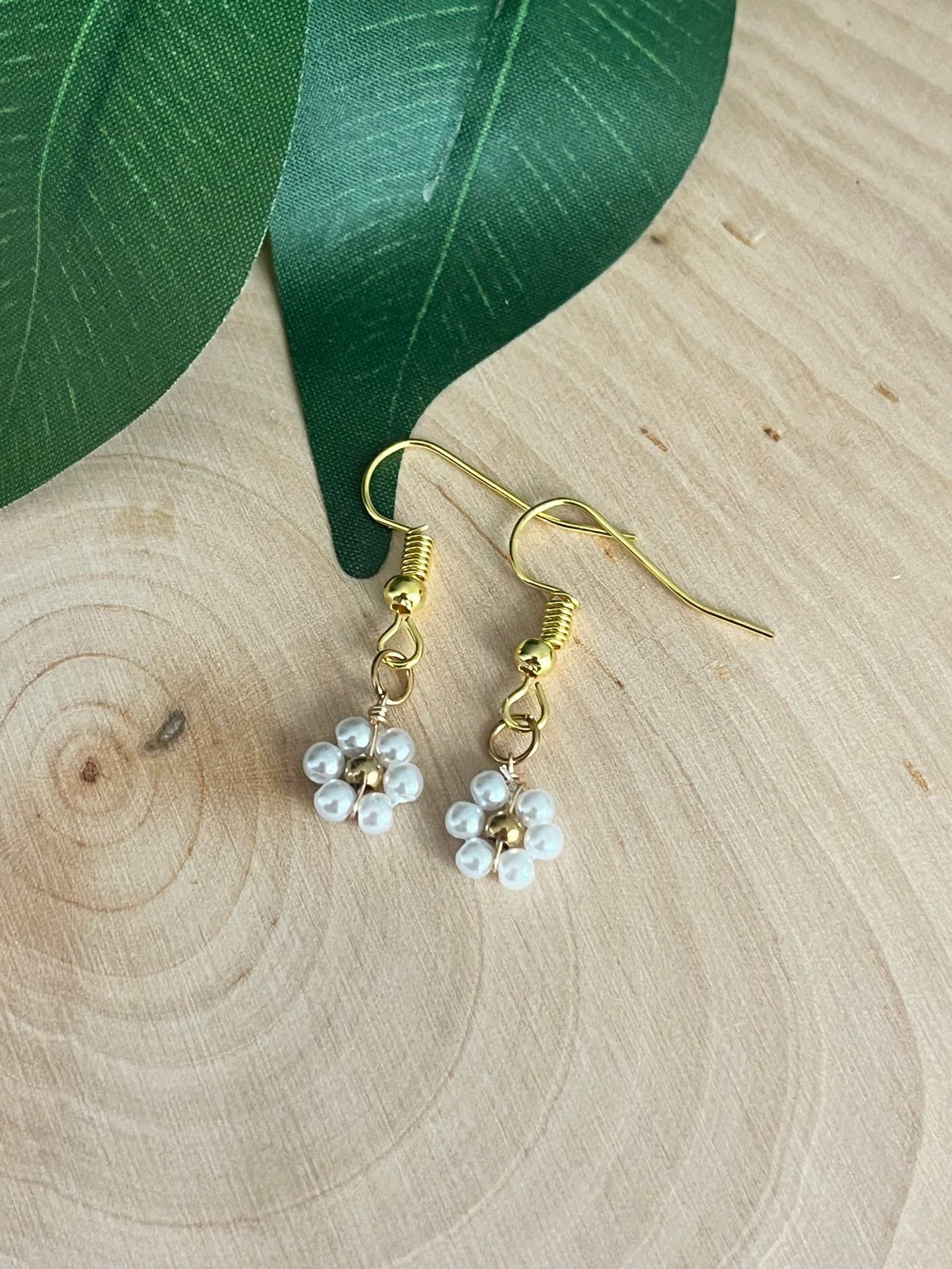 Gold Flower Earrings, faith-inspired floral jewelry with gold finish