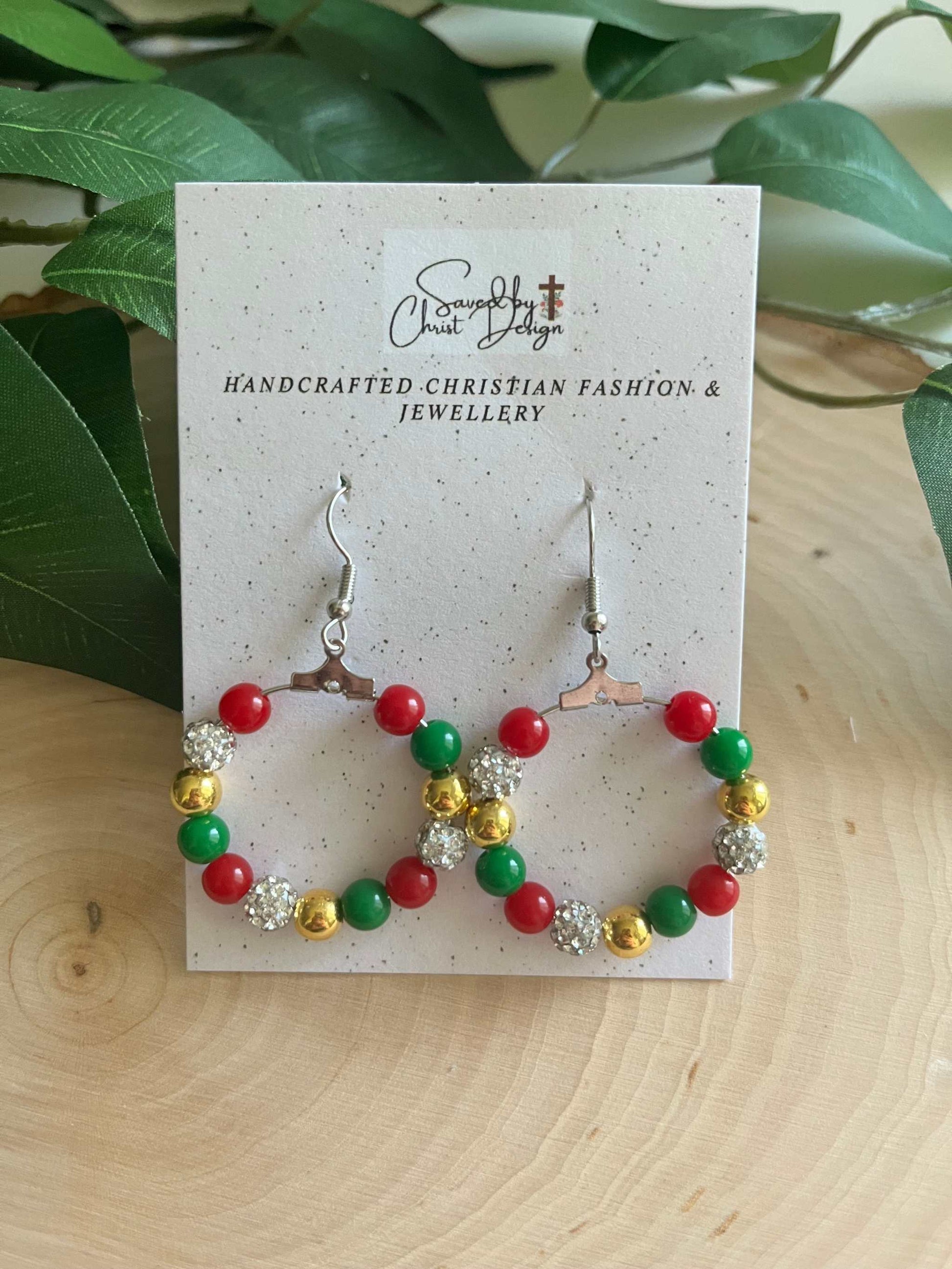 Christmas Hoop Earrings - Jesus Is The Reason Holiday Jewelry